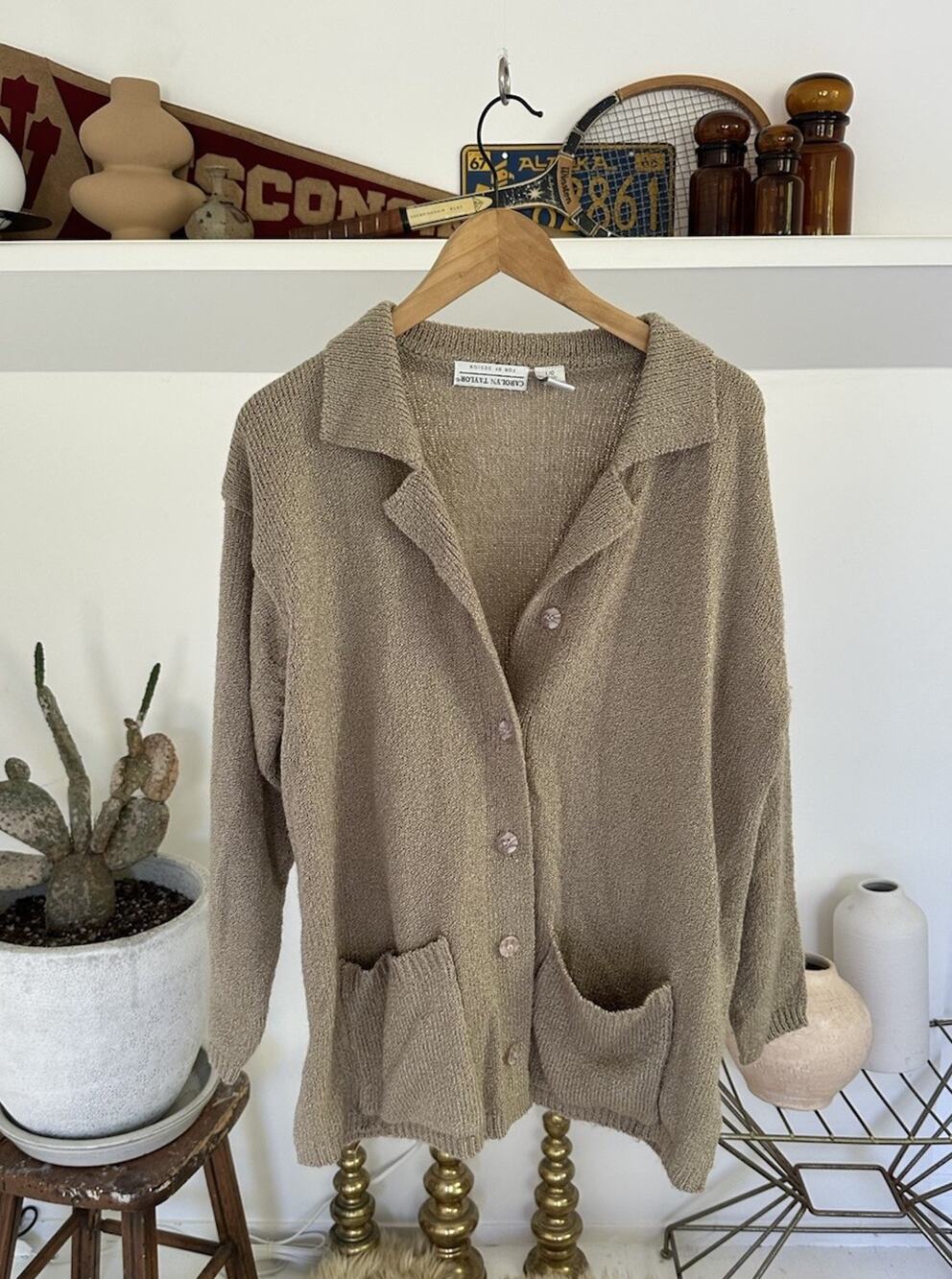 Vintage 90s Carolyn Taylor Knit Cardigan Sweater L